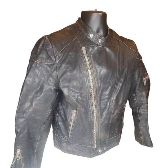 Vintage Harro Biker Jacket Women Small Men XS Youth XL Motorcycle Leather Cafe - Picture 15 of 16